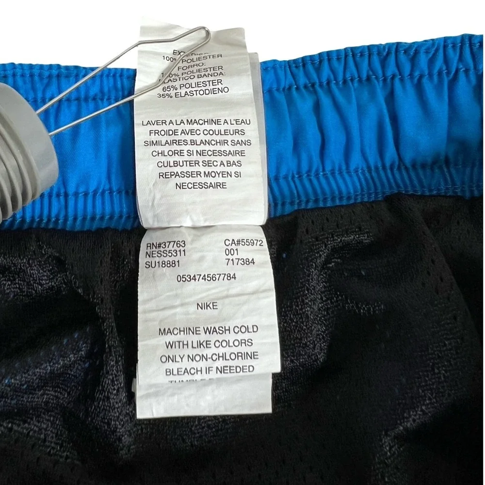 Nike Swim Trunks Mens Small Black Blue Grey Colorblock Board Shorts NESS5311
